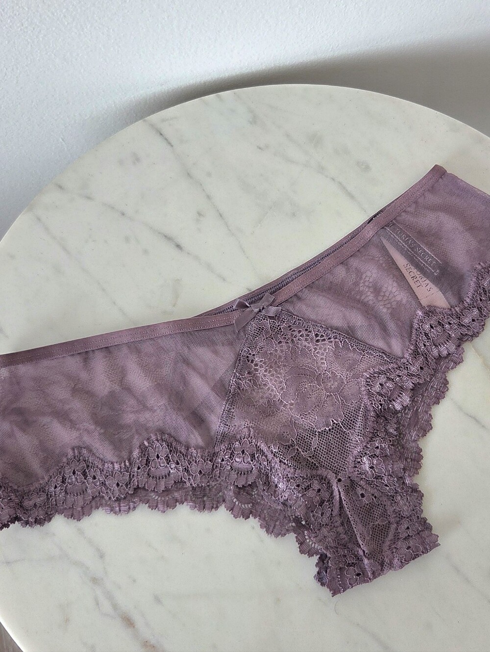 Victoria's Secret VTG Cheeky Panty NWT Sheer Mesh Lace Crisscross Purple - Picture 5 of 13